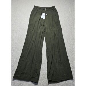 Fashion Clothing Olive Green Wide Leg Cotton Linen Pants Drawstring CQ-0071  S